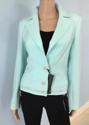 NWT Authentic Valentino Light Aqua Blue Jacket Blazer French Size US 2