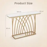 Gold Console Table with White Faux Marble Top, 120 cm