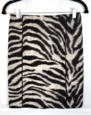 NWT Ann Taylor Mini Skirt Size 2P / Petite Zebra Wool Blend