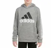 adidas Boy's (Kids) Charcoal Grey Essential Fleece Hoodie (AA7834) Sizes S/L/XL