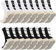 [Ukontagood] 8 Pairs Kids Grip Soccer Socks Non-Slip Grip Pads for Football Sports Socks with Grips for 6-12 Years Old