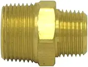 122-BA Brass Hex Nipple Reducing (, 1/4" Pipe Thread A, 1/8" Pipe Thread B, Pack of 10)