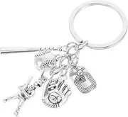 BESPORTBLE Baseball Pendant Keyring Creative Sports Design Metal Keychain with Bat and Glove Charms for Boys Backpacks Cars Durable Lightweight Keychain Accessory