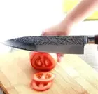 Chef Knife 67 Layers Damascus Steel Wood Handle Hammered Gyuto Slicing Beef Cut