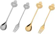 FUNOMOCYA 2 Sets Crown Decor Stainless Steel Ergonomic Design for Dessert Cake and Smooth Polished Surface Safe and Tableware