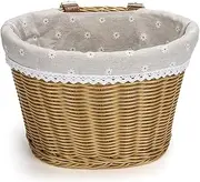Bicycle Front Basket, Universal Storage Basket, Woven Basket, Removable Lining, Adjustable Shoulder Straps, Suitable for Bicycle and Electric Vehicle Storage Basket (Khaki)