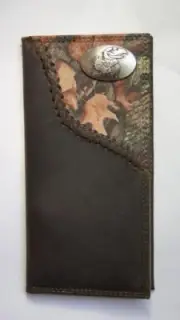 ZEP-PRO Kansas Jayhawks Fence Row Camo Leather Roper Wallet TIN Gift BOX