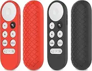 [2 Pack] Case for Google TV Chromecast 2020 Remote Control Case Smart Shockproof Cover Accessories (Black+Red)