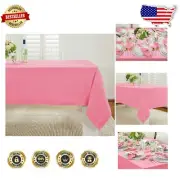 Versatile Pink Carnation Linen Tablecloth 108"L x 60"W - Ideal for Celebrations