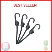 36-Inch Bungee Cords with Hooks Black Elastic Rope Straps for Camping, Bike, Fol