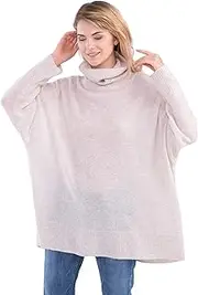 [cashmere 4 U] Women's 100% Cashmere Turtleneck Oversize Sweater Pullover