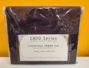 1800 Series 3 Piece Twin Size Bed Sheet Set Super Soft up to 14" mattress