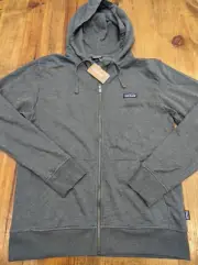 Patagonia P-6 Label Lightweight Full-Zip Hoodie Mens Gray Outdoors Jacket - M