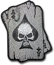 NeoRichy A of Spades Card Skull Ghost Dead Head Tattoo Motorcycle Bike Jeans Vest Jacket Costume DIY Applique Embroidered Patch Sew on Iron on
