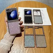 Phone Case For Samsung Galaxy Z Flip 6 Z Flip 5 Back Cover Bling Glitter Shiny Shockproof PC