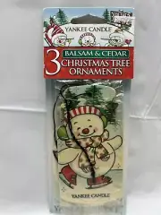 3 Yankee Candle Balsam & Cedar Christmas Tree Scented Ornaments Snowman