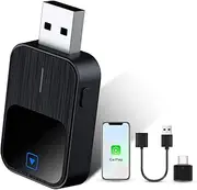 Wireless Carplay Adapter, 2025 Upgrade for Apple Carplay Wireless Adapter, Convert from Wired to Wireless, Intelligent Voice Control, Plug & Play for iOS 10+ Cars from 2016 (USB)