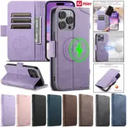 For iPhone 16 15 14 13 12 Pro Max Plus Leather Magnet MagSafe Case Wallet Cover
