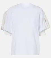 [Sacai] Sacai Cotton jersey and twill T-shirt AU 14 white
