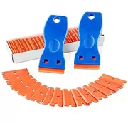 2pcs Plastic Razor Blade Scraper 100 Blades, Mini Scraper Tool for Sticker Residue, Glue Remover, Car Vinyl Wrap, Household Cleaning, Small Utility Scraper for