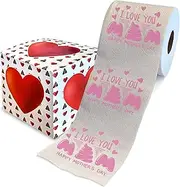 Printed TP Happy Mother's Day I Love You Design Printed Toilet Paper Paper Roll - Funny Mom Gifts for Women, Cute Gag Gifts for Mothers Day, Surprise Prank Fun Gifts for Mom - 500 Sheets