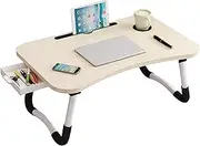Laptop Bed Desk,Foldable Laptop Desk with Storage Drawer,Portable Lap Desk Tray Table,Lap Tablet Desk,Laptop Bed Table for Home Office Work Picnic,60x40cm