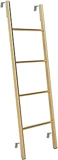 Bunk Bed Ladder Muli-Ti Color Bunk Bed Ladder with Hooks, 116Cm/ 130Cm/ 140Cm/ 150Cm/ Tall Metal Frame Twin Bed Bunk Ladder for Motorhome Camper Attic Stairs/Gold/140Cm/55In