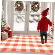 Buffalo Plaid Outdoor Rugs 3'x5' White Checkered Area Rug 35.4"x59" Orange