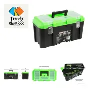 19" Toolbox with Removable Tray, Large Plastic Tool Box With Handle, Multiple...