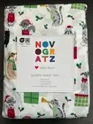 Novogratz Cat Print Queen SHEET SET Christmas Cats 4 Pc New