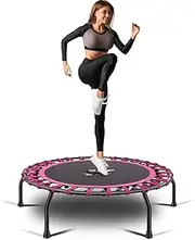 'YYOUNICEST 40''/48'' Mini Fitness Trampoline Indoor and Outdoor Family Fitness Trampoline Rebounder for Adults Adjustable Handle，Silent and Beautifully Designed Bungee Max Limit 150kg'