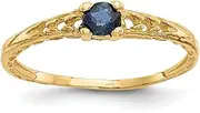 [JewelryWeb] 14k Yellow Gold Polished 3mm Sapphire Teen Ring 3x15mm Size 3.00 Band Style-Ring