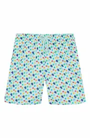 Vilebrequin Kids' Micro Ronde Des Tortues Rainbow Stretch Swim Shorts in Pacific at Nordstrom, Size 12