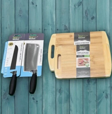 Natural Bamboo Wooden Cutting Board Ideal Kitchen House gift present Set of 4