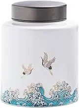 Decorative Alloy Double Lid Tea Canister Ceramic Sealed Jar Medium Household Kitchen Storage Jar Container