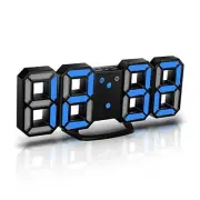 3D LED Wall Clock, 8.4" Digital Wall Clock, LED Clock with 3 Black&blue