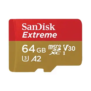 SANDISK 晟碟 Extreme microSD 64GB 128GB U3 A2 V30 記憶卡 公司貨