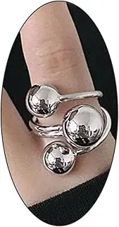 [GIGB PBDK] Layered Ball Statement Wrap Ring for Women Teen Girls Simple Chunky 14k Gold Round Balls Open Finger Rings Silver Thick Geometric Sctaking Rings