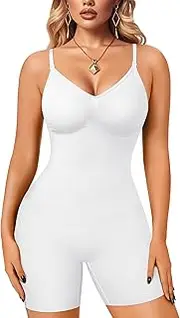[Irisnaya] Women Slimming Bodysuits Shapewear Tops Tummy Control Body Shaper Spaghetti Strap Camisole Leotards Bodycon Jumpsuit