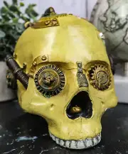 Steampunk Geared Robot Cyborg Human Skull Figurine Macabre Victorian Sci-Fi