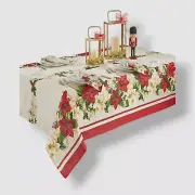 Elrene Red and White Poinsettias Tablecloth - 60" x 84"