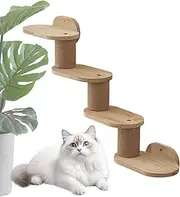 Cat Shelf - Wall Mount Cat Shelves | Wooden Floating Climber Ladder Stairs Scratcher Playground Station for Indoor Windowsill Ceiling Bookshelf