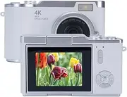 48MP 1080P Digital Camera with 2.4'' Flip Screen and 18X Zoom, 4 Hour Long Battery Vlogging Camera for Teens, Beginners, Built-in Games and Filters for Travel, YouTube, TikTok (White)