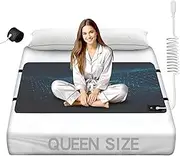 Grounding Mat for Bed & Grounding Wrist Straps, PU Leather Grounding Mat with 2 Grounding Cords and Plug for Better Sleep, 27''×60'', Queen