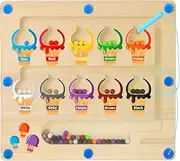Letapapa Magnetic Color & Number Maze, Montessori Wooden Puzzle Board, Fine Motor Skills Educational Toy for 3-5 Year Old Boys & Girls