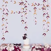 Party Decorations 13 Ft Mirror Gold Paper Leaf Garlands Leaves Streamer Decorations Hanging for Gold Birthday Baby Shower Wedding Xmas Party Decor (Color : Pink Rose Gold)
