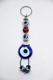 Turkish Evil Eye and Hamsa Hand KeyChain Keyrings Handmade 100% Genuine Glass