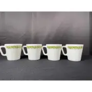 Vintage PYREX Green Crazy Daisy Spring Blossom Green Coffee Cups, Set of 4