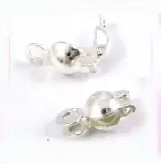 bright 925 Sterling Silver Round Clam Shell Bead Tip Knot COVER w/ 2 loops F98