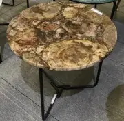 30" Petrified Stone Coffee Table Top Round Natural Gemstones Counter Top Slab